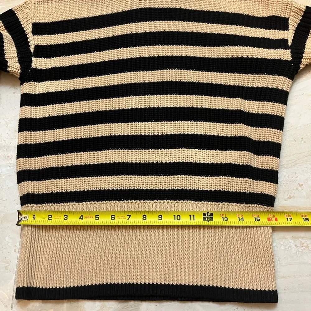 Cabi "Polo Turtleneck" (Item 4477) Women's Striped Sweater - Black and Tan - Picture 9 of 9